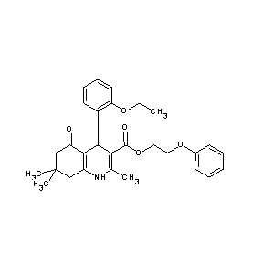 ST052381 2-phenoxyethyl 4-(2-ethoxyphenyl)-2,7,7-trimethyl-5-oxo-1,4,6,7,8-pentahydroqu inoline-3-carboxylate