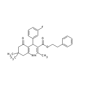 ST052384 2-phenylethyl 4-(3-fluorophenyl)-2,7,7-trimethyl-5-oxo-1,4,6,7,8-pentahydroqui noline-3-carboxylate