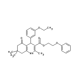 ST052386 2-phenoxyethyl 4-(3-ethoxyphenyl)-2,7,7-trimethyl-5-oxo-1,4,6,7,8-pentahydroqu inoline-3-carboxylate