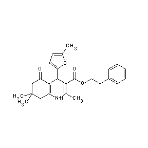 ST052398 2-phenylethyl 2,7,7-trimethyl-4-(5-methyl(2-furyl))-5-oxo-1,4,6,7,8-pentahydro quinoline-3-carboxylate