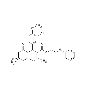 ST052422 2-phenoxyethyl 4-(3-hydroxy-4-methoxyphenyl)-2,7,7-trimethyl-5-oxo-1,4,6,7,8-p entahydroquinoline-3-carboxylate