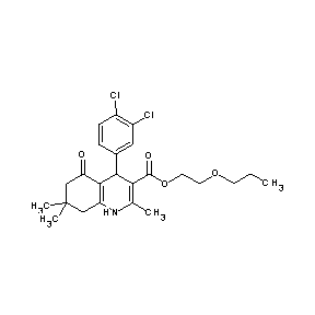 ST052446 2-propoxyethyl 4-(3,4-dichlorophenyl)-2,7,7-trimethyl-5-oxo-1,4,6,7,8-pentahyd roquinoline-3-carboxylate
