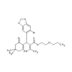 ST052453 2-propoxyethyl 4-(6-bromo(2H-benzo[d]1,3-dioxolan-5-yl))-2,7,7-trimethyl-5-oxo -1,4,6,7,8-pentahydroquinoline-3-carboxylate