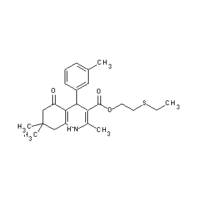 ST052457 2-ethylthioethyl 2,7,7-trimethyl-4-(3-methylphenyl)-5-oxo-1,4,6,7,8-pentahydro quinoline-3-carboxylate