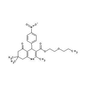 ST052460 2-propoxyethyl 2,7,7-trimethyl-4-(4-nitrophenyl)-5-oxo-1,4,6,7,8-pentahydroqui noline-3-carboxylate