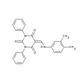 ST056107 5-{[(3,4-dimethylphenyl)amino]methylene}-1,3-diphenyl-2-thioxo-1,3-dihydropyri midine-4,6-dione