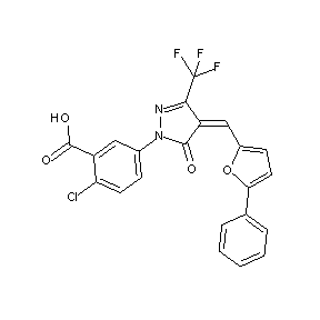 ST056111 2-chloro-5-{5-oxo-4-[(5-phenyl(2-furyl))methylene]-3-(trifluoromethyl)(1,2-dia zolinyl)}benzoic acid