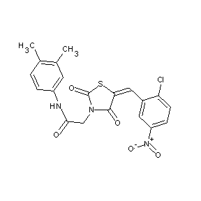 ST057987 N-(3,4-dimethylphenyl)-2-{5-[(2-chloro-5-nitrophenyl)methylene]-2,4-dioxo(1,3- thiazolidin-3-yl)}acetamide