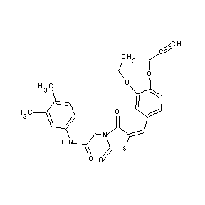 ST057988 N-(3,4-dimethylphenyl)-2-{5-[(3-ethoxy-4-prop-2-ynyloxyphenyl)methylene]-2,4-d ioxo(1,3-thiazolidin-3-yl)}acetamide