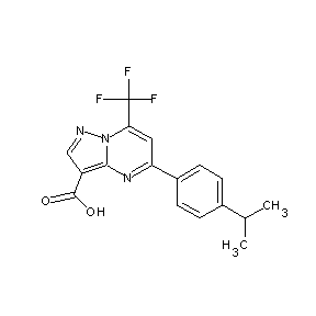 ST058346 5-[4-(methylethyl)phenyl]-7-(trifluoromethyl)-8-hydropyrazolo[1,5-a]pyrimidine -3-carboxylic acid