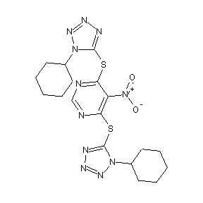 ST059768 4,6-bis(1-cyclohexyl(1,2,3,4-tetraazol-5-yl)thio)-5-nitropyrimidine