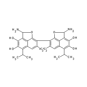 ST069299 2,2'-Diamino-5,5'-diisopropyl-7,7'-dimethyl-2H,2'H-[8,8']bi[naphtho[1,8-bc]furanyl]-3,4,3',4'-tetraol