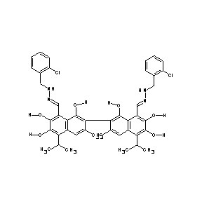 ST086275 8-((1E)-2-{[(2-chlorophenyl)methyl]amino}-2-azavinyl)-2-[8-((1E)-2-{[(2-chloro phenyl)methyl]amino}-2-azavinyl)-1,6,7-trihydroxy-3-methyl-5-(methylethyl)(2-n aphthyl)]-3-methyl-5-(methylethyl)naphthalene-1,6,7-triol
