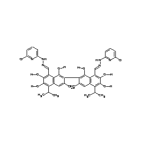 ST086276 8-{(1E)-2-[(6-chloro(2-pyridyl))amino]-2-azavinyl}-2-(8-{(1E)-2-[(6-chloro(2-p yridyl))amino]-2-azavinyl}-1,6,7-trihydroxy-3-methyl-5-(methylethyl)(2-naphthy l))-3-methyl-5-(methylethyl)naphthalene-1,6,7-triol