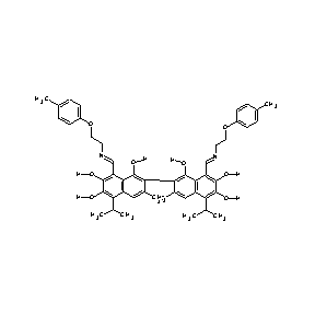 ST086277 8-[(1E)-4-(4-methylphenoxy)-2-azabut-1-enyl]-2-{8-[(1E)-4-(4-methylphenoxy)-2- azabut-1-enyl]-1,6,7-trihydroxy-3-methyl-5-(methylethyl)(2-naphthyl)}-3-methyl -5-(methylethyl)naphthalene-1,6,7-triol