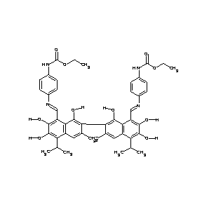 ST086279 N-(4-{(1E)-2-[7-(8-{(1E)-2-[4-(ethoxycarbonylamino)phenyl]-2-azavinyl}-1,6,7-t rihydroxy-3-methyl-5-(methylethyl)(2-naphthyl))-2,3,8-trihydroxy-6-methyl-4-(m ethylethyl)naphthyl]-1-azavinyl}phenyl)ethoxycarboxamide