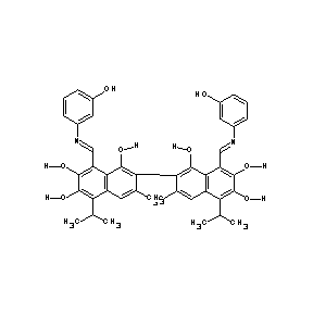ST087012 8-[(1E)-2-(3-hydroxyphenyl)-2-azavinyl]-2-{8-[(1E)-2-(3-hydroxyphenyl)-2-azavi nyl]-1,6,7-trihydroxy-3-methyl-5-(methylethyl)(2-naphthyl)}-3-methyl-5-(methyl ethyl)naphthalene-1,6,7-triol