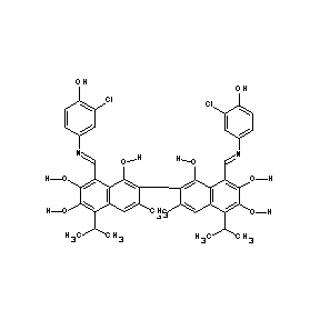 ST087013 8-[(1E)-2-(3-chloro-4-hydroxyphenyl)-2-azavinyl]-2-{8-[(1E)-2-(3-chloro-4-hydr oxyphenyl)-2-azavinyl]-1,6,7-trihydroxy-3-methyl-5-(methylethyl)(2-naphthyl)}- 3-methyl-5-(methylethyl)naphthalene-1,6,7-triol