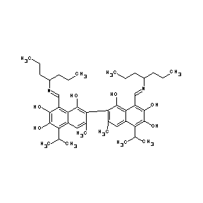 ST087944 8-((1E)-3-propyl-2-azahex-1-enyl)-2-[8-((1E)-3-propyl-2-azahex-1-enyl)-1,6,7-t rihydroxy-3-methyl-5-(methylethyl)(2-naphthyl)]-3-methyl-5-(methylethyl)naphth alene-1,6,7-triol