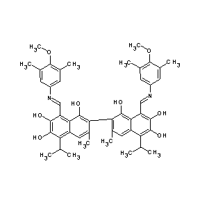 ST087946 8-[(1E)-2-(4-methoxy-3,5-dimethylphenyl)-2-azavinyl]-2-{8-[(1E)-2-(4-methoxy-3 ,5-dimethylphenyl)-2-azavinyl]-1,6,7-trihydroxy-3-methyl-5-(methylethyl)(2-nap hthyl)}-3-methyl-5-(methylethyl)naphthalene-1,6,7-triol