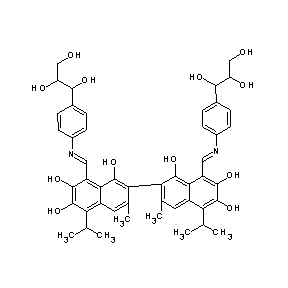 ST087947 8-{(1E)-2-[4-(1,2,3-trihydroxypropyl)phenyl]-2-azavinyl}-2-(8-{(1E)-2-[4-(1,2, 3-trihydroxypropyl)phenyl]-2-azavinyl}-1,6,7-trihydroxy-3-methyl-5-(methylethy l)(2-naphthyl))-3-methyl-5-(methylethyl)naphthalene-1,6,7-triol
