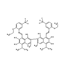 ST087949 8-{(1E)-2-[2-ethoxy-5-(trifluoromethyl)phenyl]-2-azavinyl}-2-(8-{(1E)-2-[2-eth oxy-5-(trifluoromethyl)phenyl]-2-azavinyl}-1,6,7-trihydroxy-3-methyl-5-(methyl ethyl)(2-naphthyl))-3-methyl-5-(methylethyl)naphthalene-1,6,7-triol