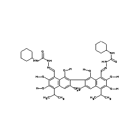 ST088393 N-{(1E)-2-[7-(8-{(1E)-2-[(cyclohexylamino)carbonylamino]-2-azavinyl}-1,6,7-tri hydroxy-3-methyl-5-(methylethyl)(2-naphthyl))-2,3,8-trihydroxy-6-methyl-4-(met hylethyl)naphthyl]-1-azavinyl}(cyclohexylamino)carboxamide Gossypol Derivative