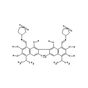 ST088395 3-[(1E)-2-(7-{8-[(1E)-2-(1,1-dioxothiolan-3-yl)-2-azavinyl]-1,6,7-trihydroxy-3 -methyl-5-(methylethyl)(2-naphthyl)}-2,3,8-trihydroxy-6-methyl-4-(methylethyl) naphthyl)-1-azavinyl]thiolane-1,1-dione Gossypol Derivative