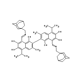 ST088400 8-((1E)-3-adamantanyl-2-azaprop-1-enyl)-2-[8-((1E)-3-adamantanyl-2-azaprop-1-e nyl)-1,6,7-trihydroxy-3-methyl-5-(methylethyl)(2-naphthyl)]-3-methyl-5-(methyl ethyl)naphthalene-1,6,7-triol Gossypol Derivative