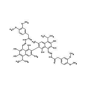 ST088401 N-{(1E)-2-[7-(8-{(1E)-2-[2-(3,4-dimethoxyphenyl)acetylamino]-2-azavinyl}-1,6,7 -trihydroxy-3-methyl-5-(methylethyl)(2-naphthyl))-2,3,8-trihydroxy-6-methyl-4- (methylethyl)naphthyl]-1-azavinyl}-2-(3,4-dimethoxyphenyl)acetamide Gossypol Derivative