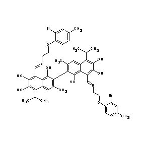 ST092580 8-[(1E)-4-(2-bromo-4-methylphenoxy)-2-azabut-1-enyl]-2-{8-[(1E)-4-(2-bromo-4-m ethylphenoxy)-2-azabut-1-enyl]-1,6,7-trihydroxy-3-methyl-5-(methylethyl)(2-nap hthyl)}-3-methyl-5-(methylethyl)naphthalene-1,6,7-triol
