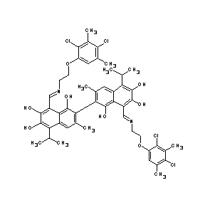 ST092582 8-[(1E)-4-(2,4-dichloro-3,5-dimethylphenoxy)-2-azabut-1-enyl]-2-{8-[(1E)-4-(2, 4-dichloro-3,5-dimethylphenoxy)-2-azabut-1-enyl]-1,6,7-trihydroxy-3-methyl-5-( methylethyl)(2-naphthyl)}-3-methyl-5-(methylethyl)naphthalene-1,6,7-triol