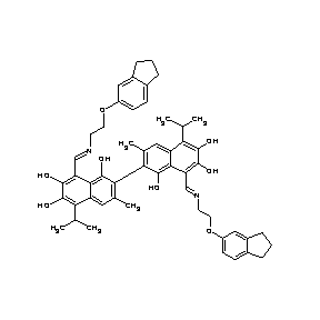 ST092584 8-((1E)-4-indan-5-yloxy-2-azabut-1-enyl)-2-[8-((1E)-4-indan-5-yloxy-2-azabut-1 -enyl)-1,6,7-trihydroxy-3-methyl-5-(methylethyl)(2-naphthyl)]-3-methyl-5-(meth ylethyl)naphthalene-1,6,7-triol