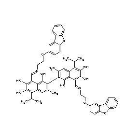 ST092586 8-((1E)-4-dibenzo[b,d]furan-2-yloxy-2-azabut-1-enyl)-2-[8-((1E)-4-dibenzo[b,d] furan-2-yloxy-2-azabut-1-enyl)-1,6,7-trihydroxy-3-methyl-5-(methylethyl)(2-nap hthyl)]-3-methyl-5-(methylethyl)naphthalene-1,6,7-triol