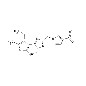 ST45088866 1-ethyl-2-methyl-8-[(4-nitropyrazolyl)methyl]-6-hydrothiopheno[2,3-d]1,2,4-tri azolo[1,5-e]pyrimidine