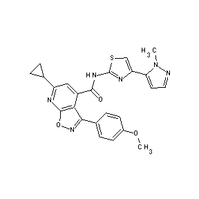 ST45132243 [6-cyclopropyl-3-(4-methoxyphenyl)isoxazolo[5,4-b]pyridin-4-yl]-N-[4-(1-methyl pyrazol-5-yl)(1,3-thiazol-2-yl)]carboxamide