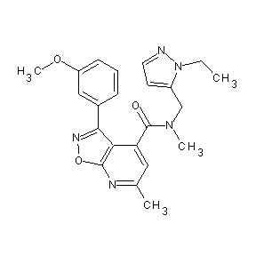 ST45132244 N-[(1-ethylpyrazol-5-yl)methyl][3-(3-methoxyphenyl)-6-methylisoxazolo[5,4-b]py ridin-4-yl]-N-methylcarboxamide
