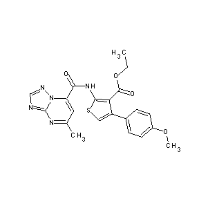ST45132245 ethyl 4-(4-methoxyphenyl)-2-[(7-methyl(4-hydro-1,2,4-triazolo[1,5-a]pyrimidin- 5-yl))carbonylamino]thiophene-3-carboxylate