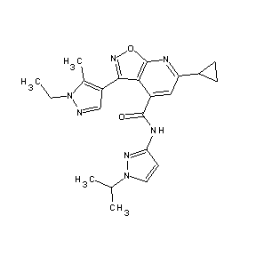 ST45132250 [6-cyclopropyl-3-(1-ethyl-5-methylpyrazol-4-yl)isoxazolo[5,4-b]pyridin-4-yl]-N -[1-(methylethyl)pyrazol-3-yl]carboxamide