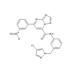 ST45132256 N-{3-[(4-chloropyrazolyl)methyl]phenyl}[7-(3-nitrophenyl)(4-hydro-1,2,4-triazo lo[1,5-a]pyrimidin-5-yl)]carboxamide