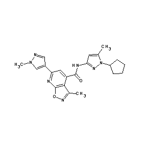 ST45132258 N-(1-cyclopentyl-5-methylpyrazol-3-yl)[3-methyl-6-(1-methylpyrazol-4-yl)isoxaz olo[5,4-b]pyridin-4-yl]carboxamide