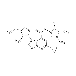 ST45132259 N-(4-chloro-1,5-dimethylpyrazol-3-yl)[6-cyclopropyl-3-(1-ethyl-5-methylpyrazol -4-yl)isoxazolo[5,4-b]pyridin-4-yl]carboxamide