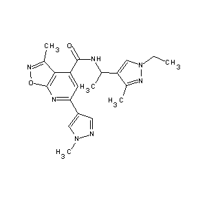 ST45132264 N-[(1-ethyl-3-methylpyrazol-4-yl)ethyl][3-methyl-6-(1-methylpyrazol-4-yl)isoxa zolo[5,4-b]pyridin-4-yl]carboxamide