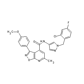 ST45132269 N-{1-[(2-chloro-4-fluorophenyl)methyl]pyrazol-4-yl}[3-(4-methoxyphenyl)-6-meth ylisoxazolo[5,4-b]pyridin-4-yl]carboxamide