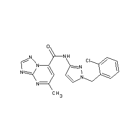 ST45132275 N-{1-[(2-chlorophenyl)methyl]pyrazol-3-yl}(7-methyl(4-hydro-1,2,4-triazolo[1,5 -a]pyrimidin-5-yl))carboxamide