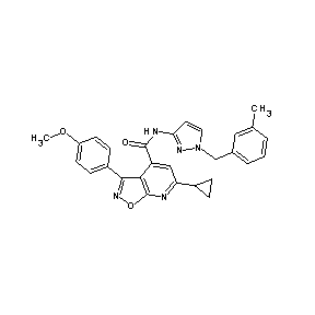 ST45132277 [6-cyclopropyl-3-(4-methoxyphenyl)isoxazolo[5,4-b]pyridin-4-yl]-N-{1-[(3-methy lphenyl)methyl]pyrazol-3-yl}carboxamide