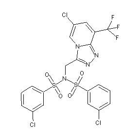 ST50760705 bis[(3-chlorophenyl)sulfonyl]{[6-chloro-8-(trifluoromethyl)(4-hydro-1,2,4-tria zolo[4,5-a]pyridin-3-yl)]methyl}amine