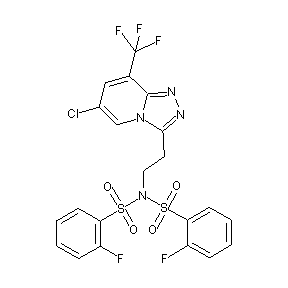 ST50760781 bis[(2-fluorophenyl)sulfonyl]{2-[6-chloro-8-(trifluoromethyl)(4-hydro-1,2,4-tr iazolo[4,5-a]pyridin-3-yl)]ethyl}amine